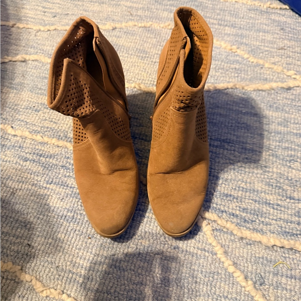 Brown Perforated Ankle Boots